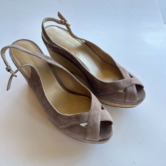 Stuart Weitzman Slingback Sandals‎ Womens 9.5M Tan - Picture 5 of 6